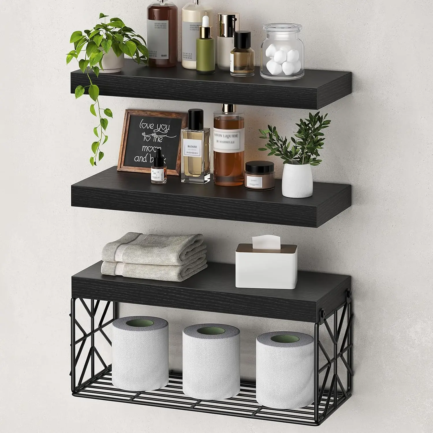 

Набор из 3-х плавающих полок для ванной комнаты, для хранения над унитазом, декор в стиле фермерского дома для гостиной, офиса, кухни