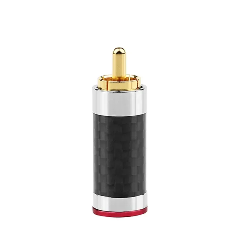 RCA Plug Connector Carbon Fiber Shell Audio Jack Gold Plated Copper Splice Adapter Solder Wire Connectors HiFi Speaker Male