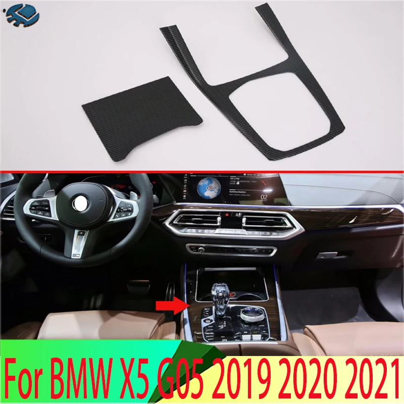 

For BMW X5 G05 2019-2024 2021 Carbon Fiber Style Gear Shift Panel Center Console Cover Trim Frame Car Styling Sticker