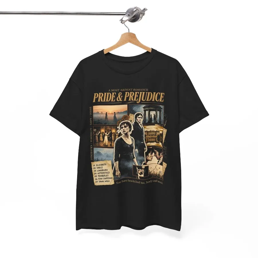 Pride and Prejudice 2005 Film T-Shirt, Elizabeth Darcy Romance Movie Graphic Tee Four season popular unisex cotton T-shirt