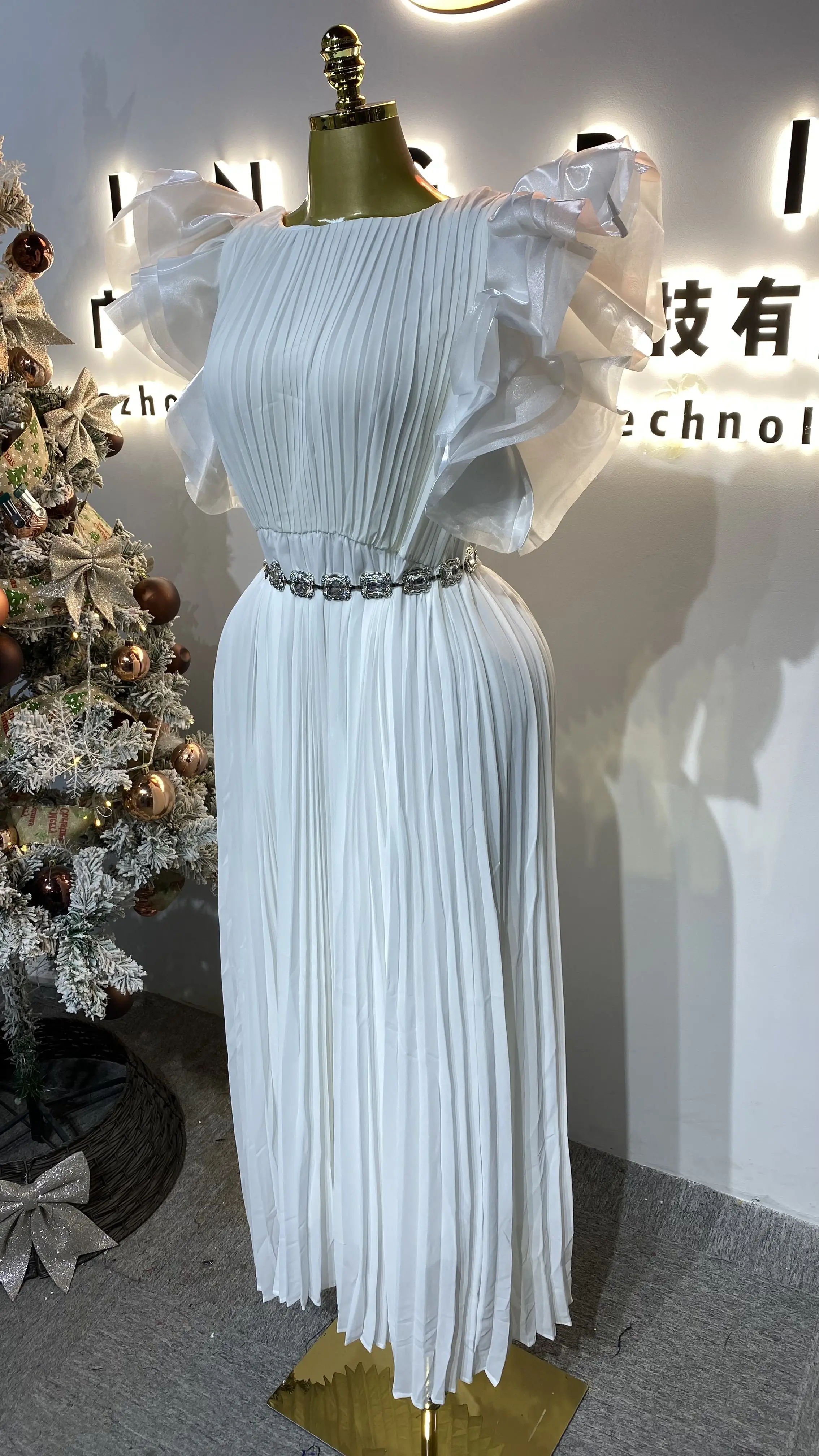 2026 New Women's High-Quality Beaded Ruffled Elegant Evening Gown-GZXX407