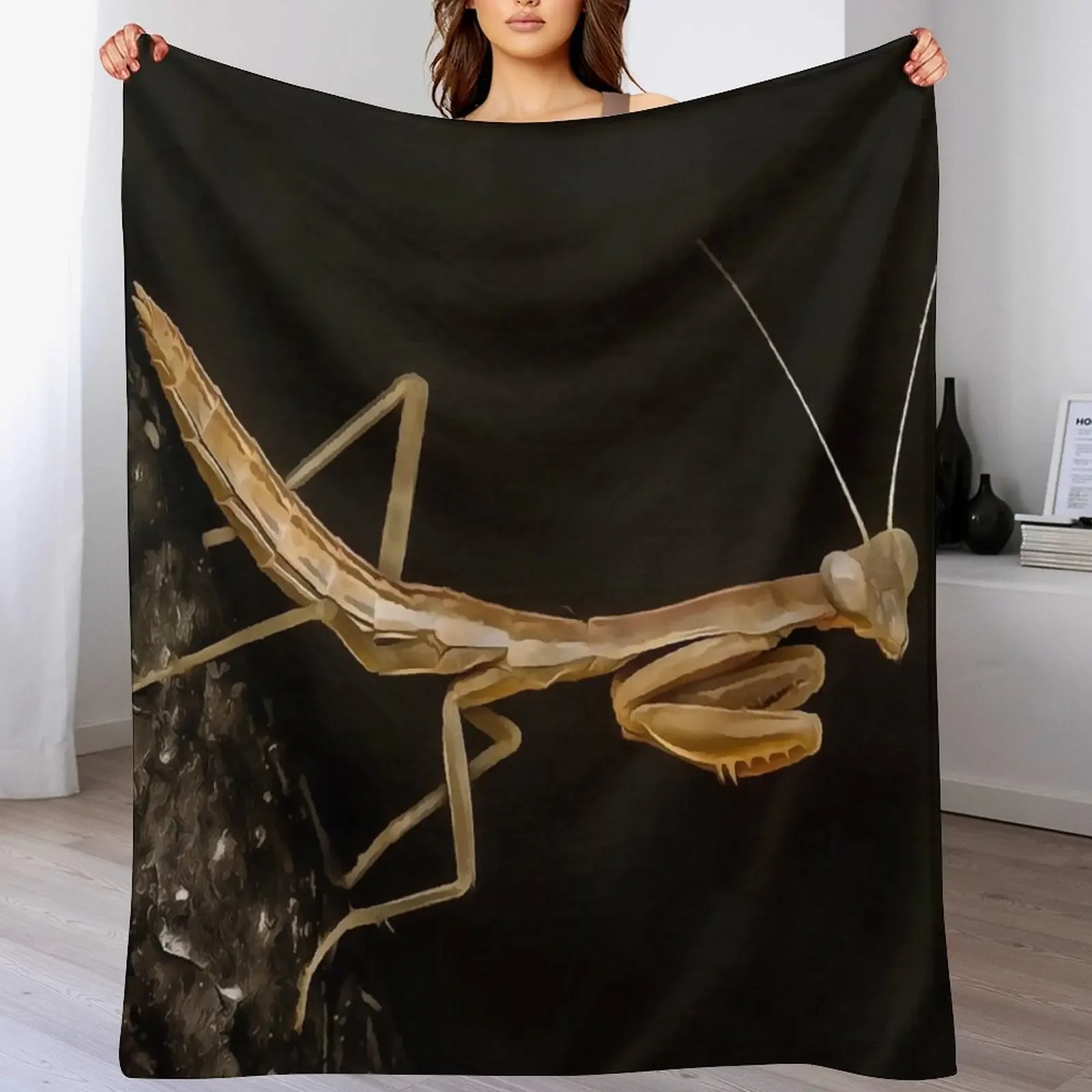 

Praying Mantis Cute And Creepy Insect Art Throw Blanket Ultra Plush Cozy Blanket for Napping Sleeping
