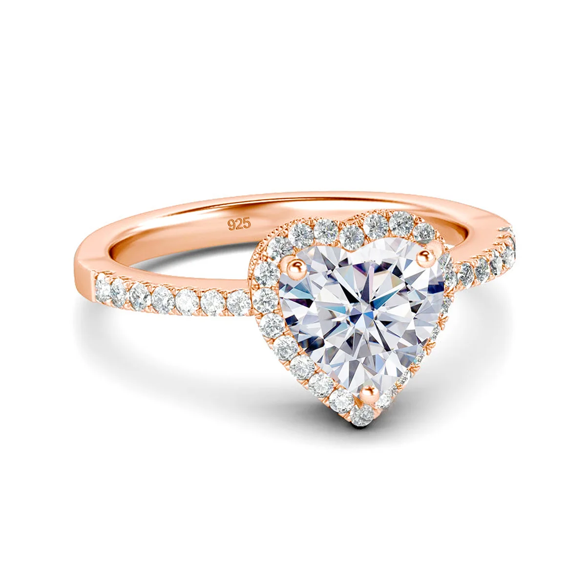 Zertifizierte 2-Karat-Herz-Moissanit-Ringe für Damen, Luxus 925 Silber, süßer Schmuck, besteht den Diamanttest, Geschenk einer berühmten Marke. – Detail 6
