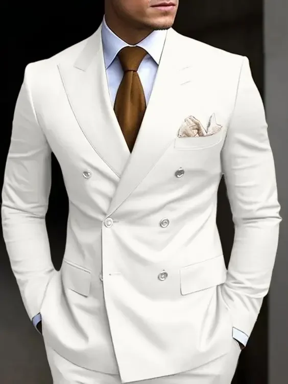 Men's Solid Color Business Suit 2025 High Quality Fashion Formal Business Men's Suit Slim Fit 2 Piece Two Button Blazer Pants