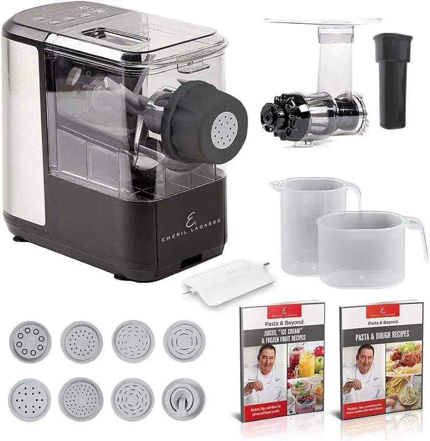 

EMERIL LAGASSE Pasta & Beyond, Automatic Pasta and Noodle Maker with Slow Juicer - 8 Pasta Shaping Discs Black