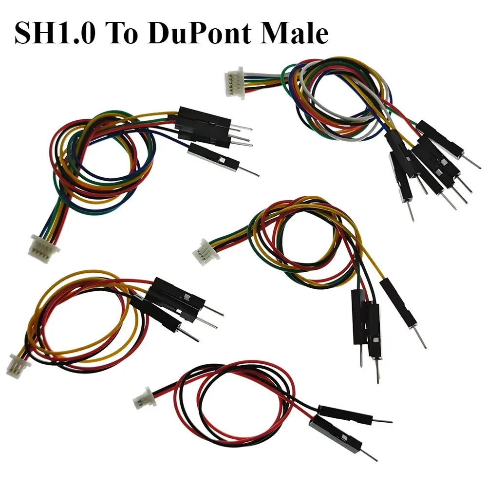 10Pcs SH1.0mm Dupont Line Electronic Wire Adapter Set - 2P/3P/4P/5P/6Pin to 2.54mm Male/Female Connector Color Coded Cables
