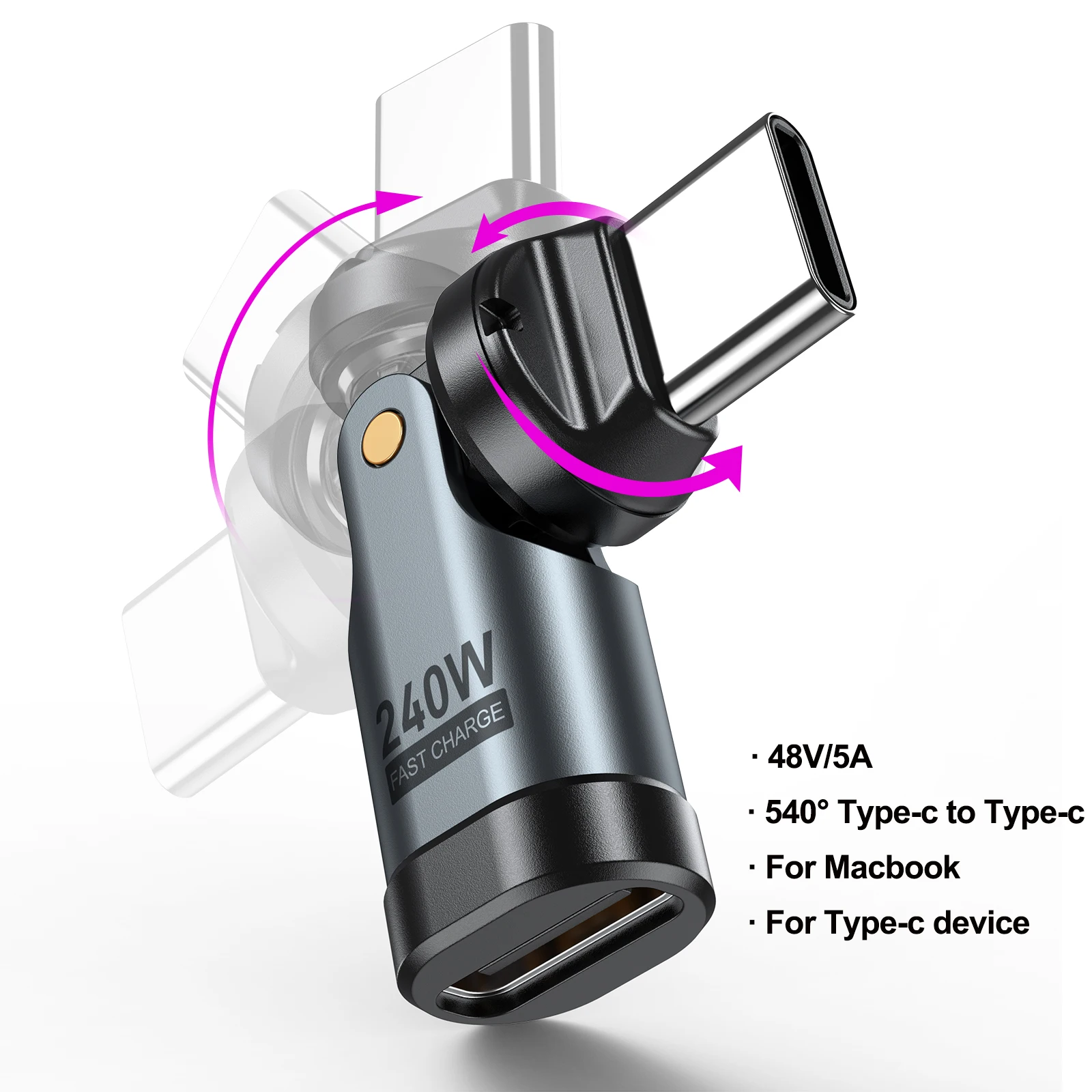 

240 Вт USB C-адаптер OTG Кабель для быстрой зарядки типа C Мужской Женский преобразователь Высокоскоростной для iPhonee16 Macbook Ноутбук iPad