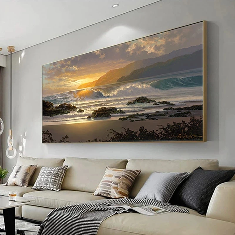 Nature Landscape Canvas Painting Bridge Beach Sunset Wall Art Decorative Poster Modern Print Nordic Picture Room Home Decoration