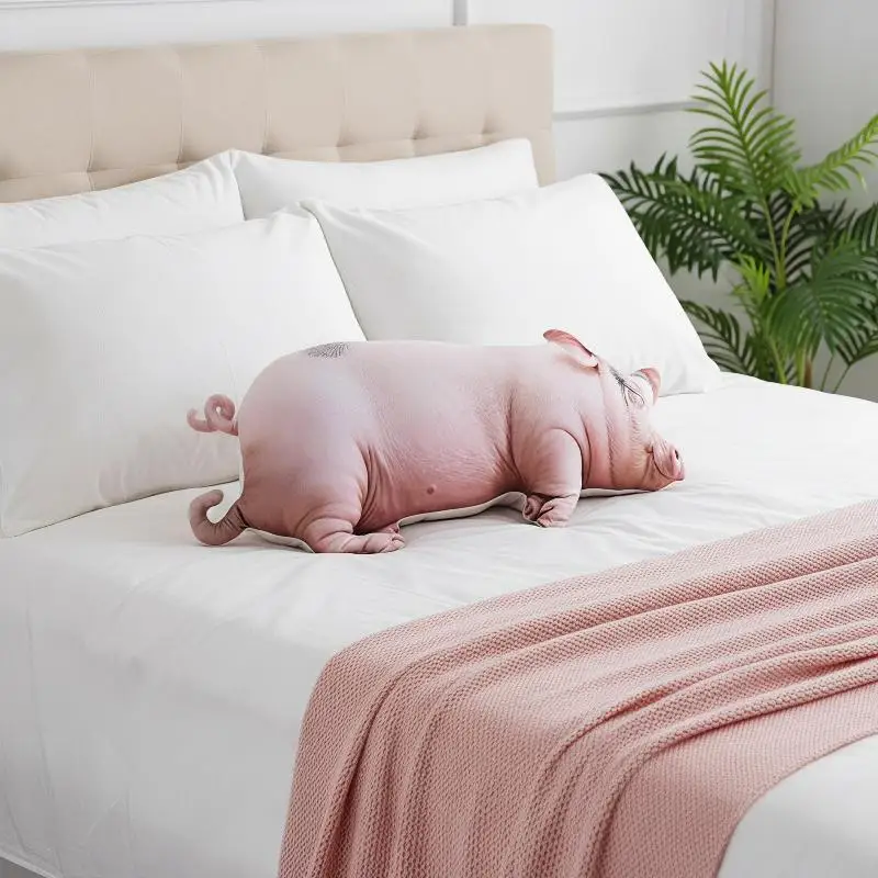 Sleeping Pig Plush Stuffed Toy Realistic Soft Fluffy Animal Pillow For Home Bedroom Sofa Indoor Rest Household Decorative Gift