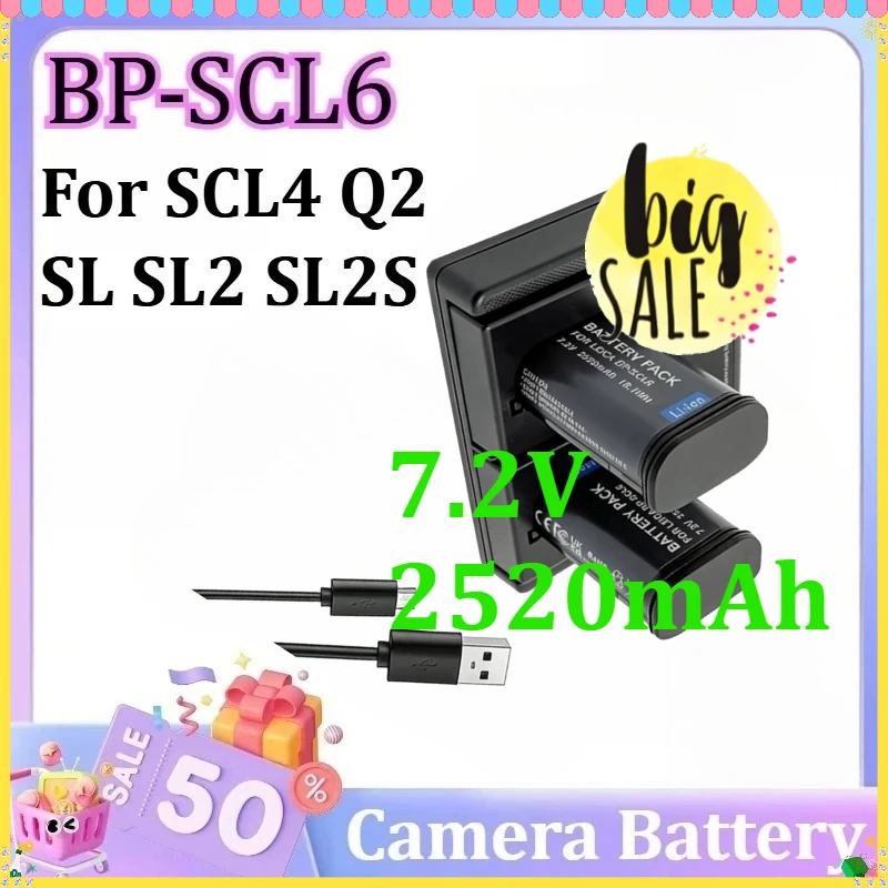 

7.2V 2520mAh For SCL4 Q2 SL SL2 SL2S BP-SCL6 Battery Charger for Leica Q3 Q3 43 Q2 Camera Battery