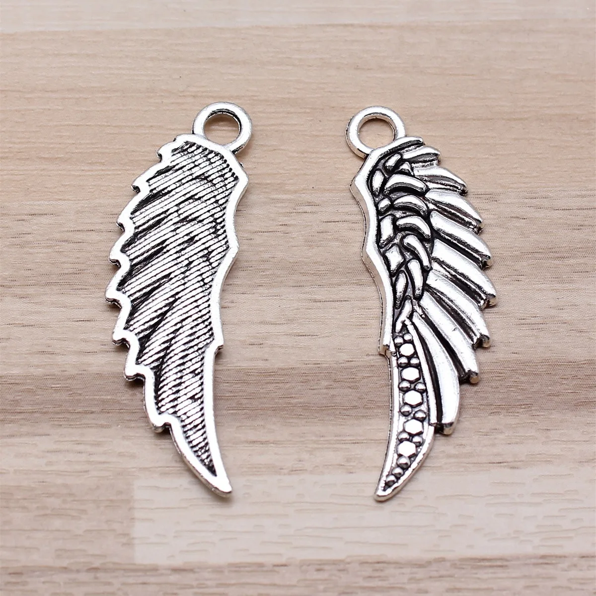 IFOCUS 10pcs/Lot Angel Wing Charms For DIY Jewelry Making Zinc Alloy 39x13mm/1.54x0.51inch