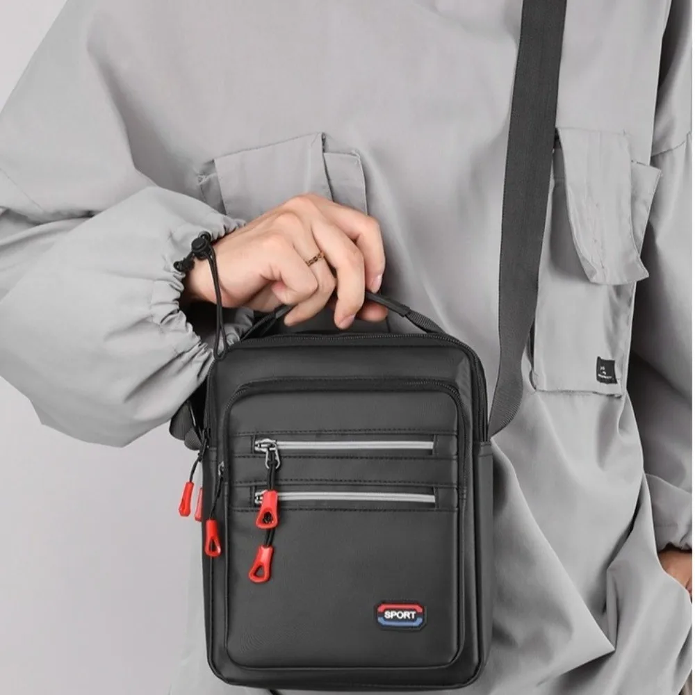 Borsa a tracolla da uomo quadrata Borsa a tracolla in nylon multistrato tinta unita Borsa a tracolla da lavoro a spalla singola di grande capacità