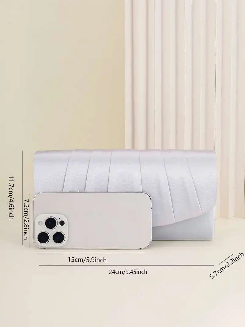 Damen-Dinner-Tasche, plissiert, einfarbig, Clutch, Party, Abendessen, Hochzeit, leicht, luxuriös, Umschlag, Abendtasche für Abschlussball, Abendessen/Bankett – Detail 36