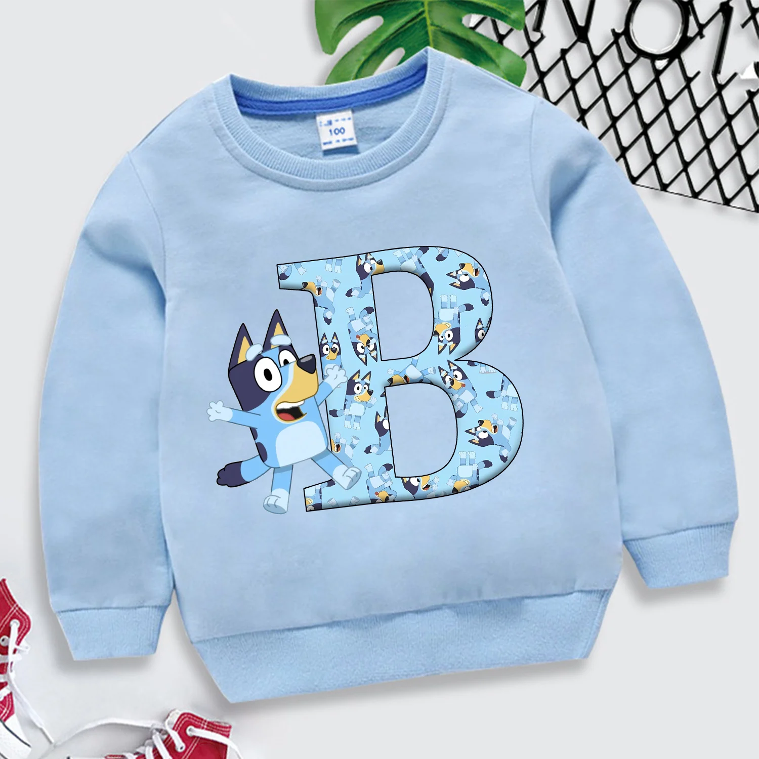 Blueys Thin Hoodie for Children 26 Letter Sweatshirt Top Fashion Blue Clothing Cartoon Cotton Caftan Kid Round Neck Clothes Gift