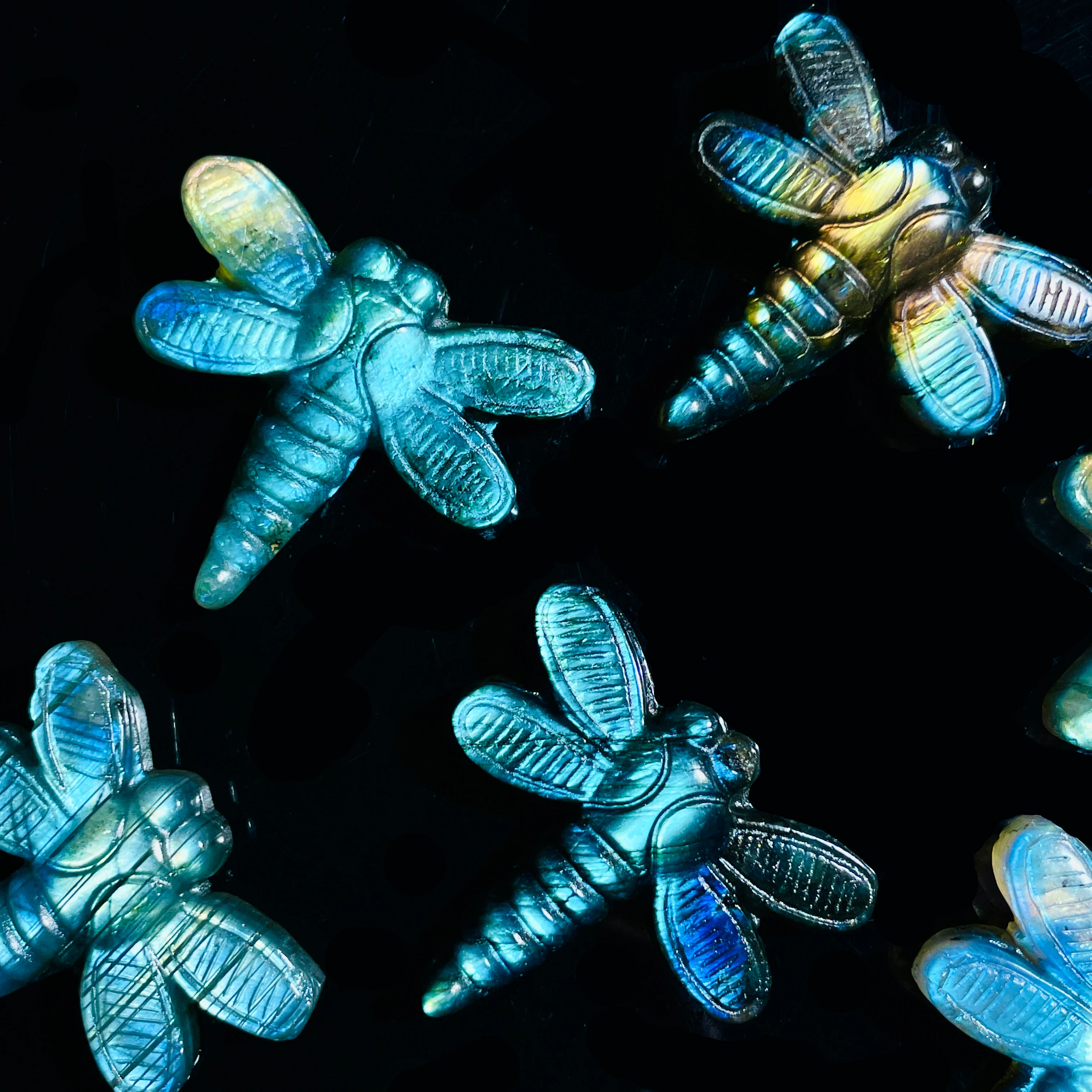【Labradorite Collection】1pc Kinds of Labradorite Carved, Strong Flashy Handmade Crafts, Exquisite Gifts for Friends, DIY Penda view 5