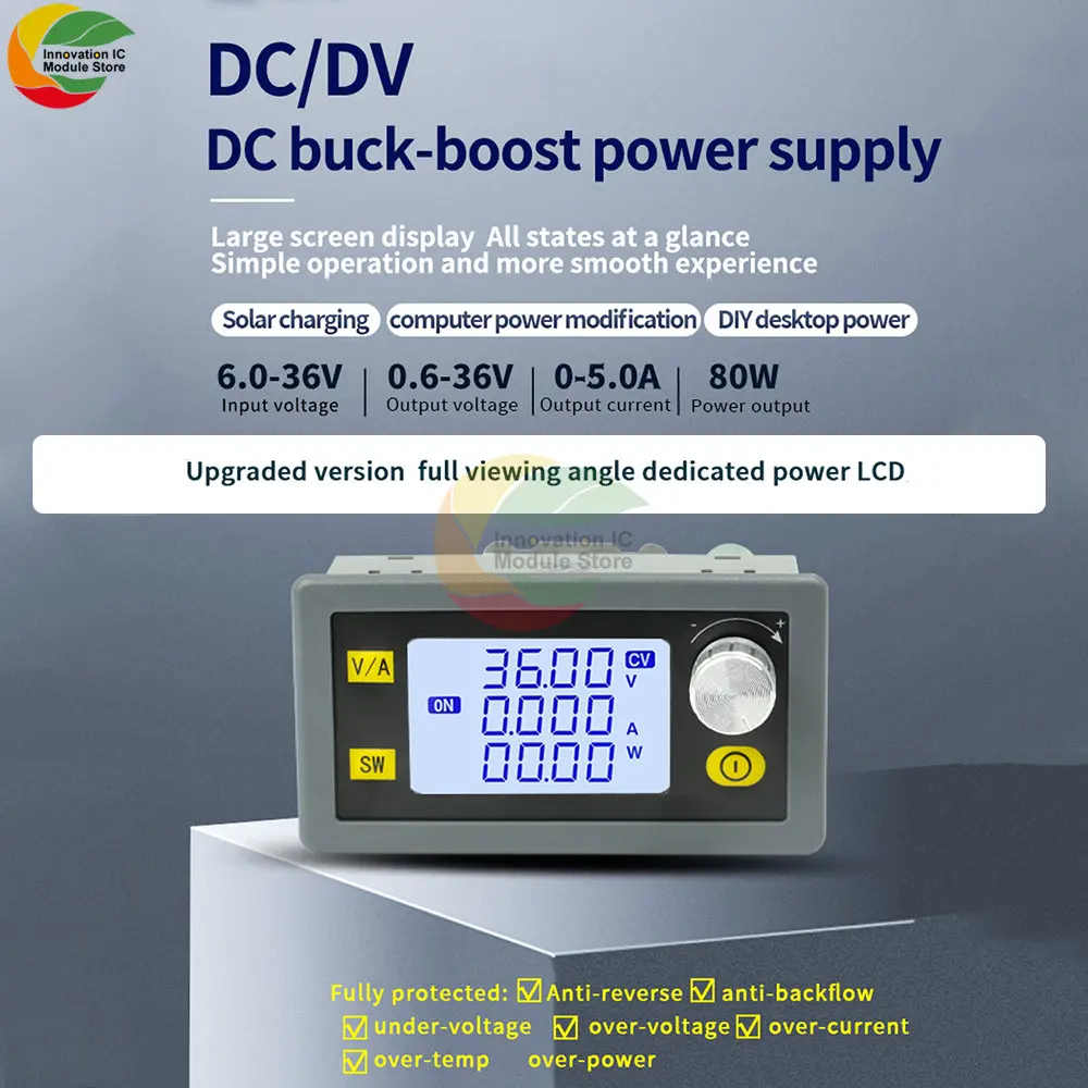 SK35CNC Buck-boost Adjustable DC Voltage Regulator 6-36V 80W Solar Charging Voltage Constant Current Power Supply Module