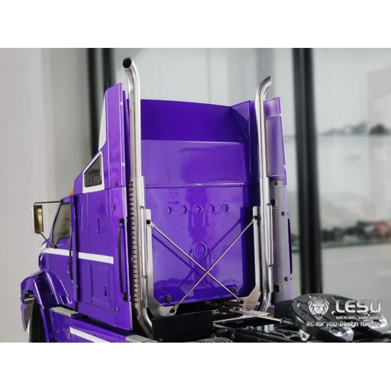 Nouveau tuyau d'échappement en métal argenté GW-K014 pour camion tracteur américain et européen Tamiya RC LESU 1/14, pièces de jouets télécommandés