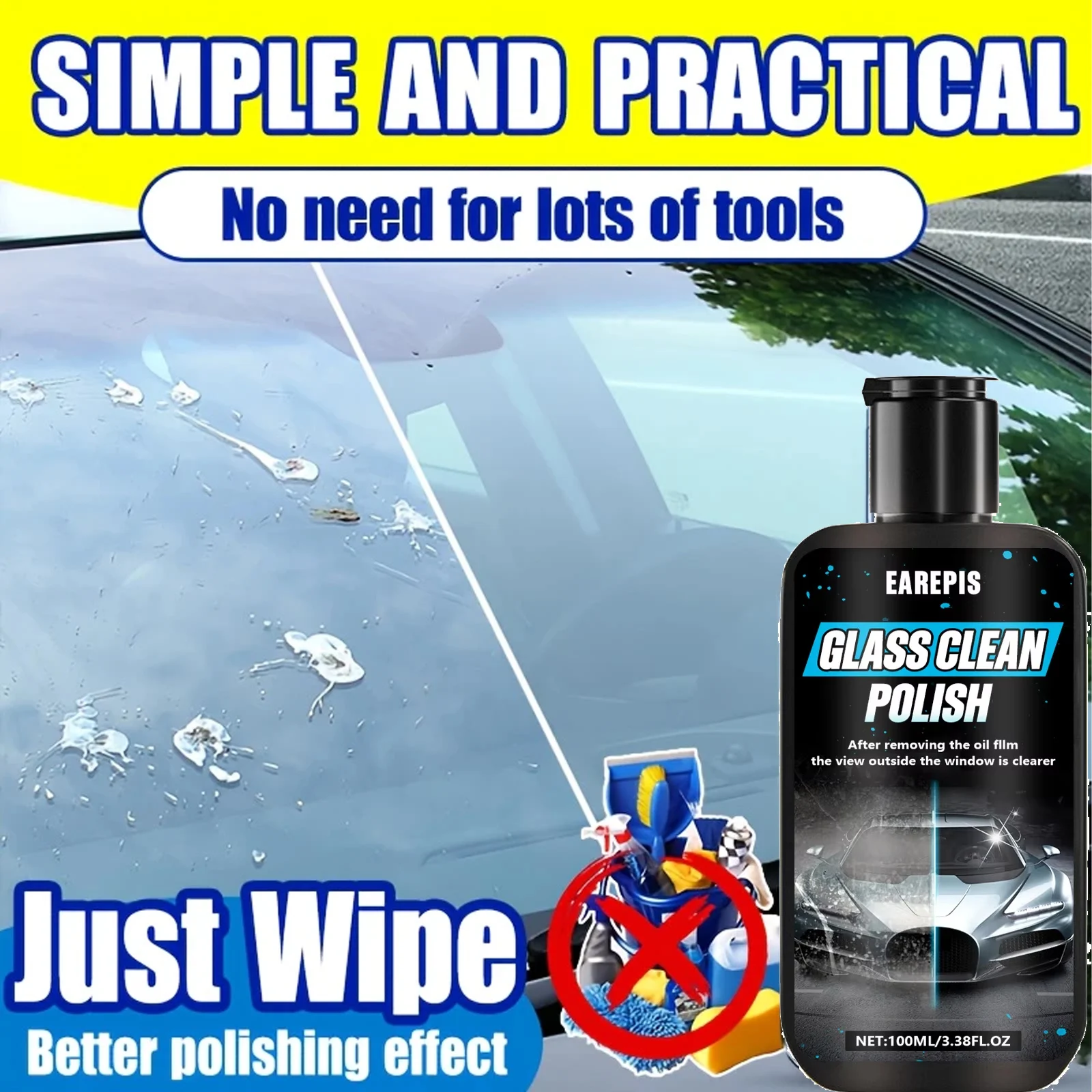كريم إزالة فيلم الزيت الزجاجي - سهل الاستخدام، حماية طويلة الأمد لنوافذ السيارة، مقاوم للمطر وخالي من الخدوش، تفصيل تلقائي