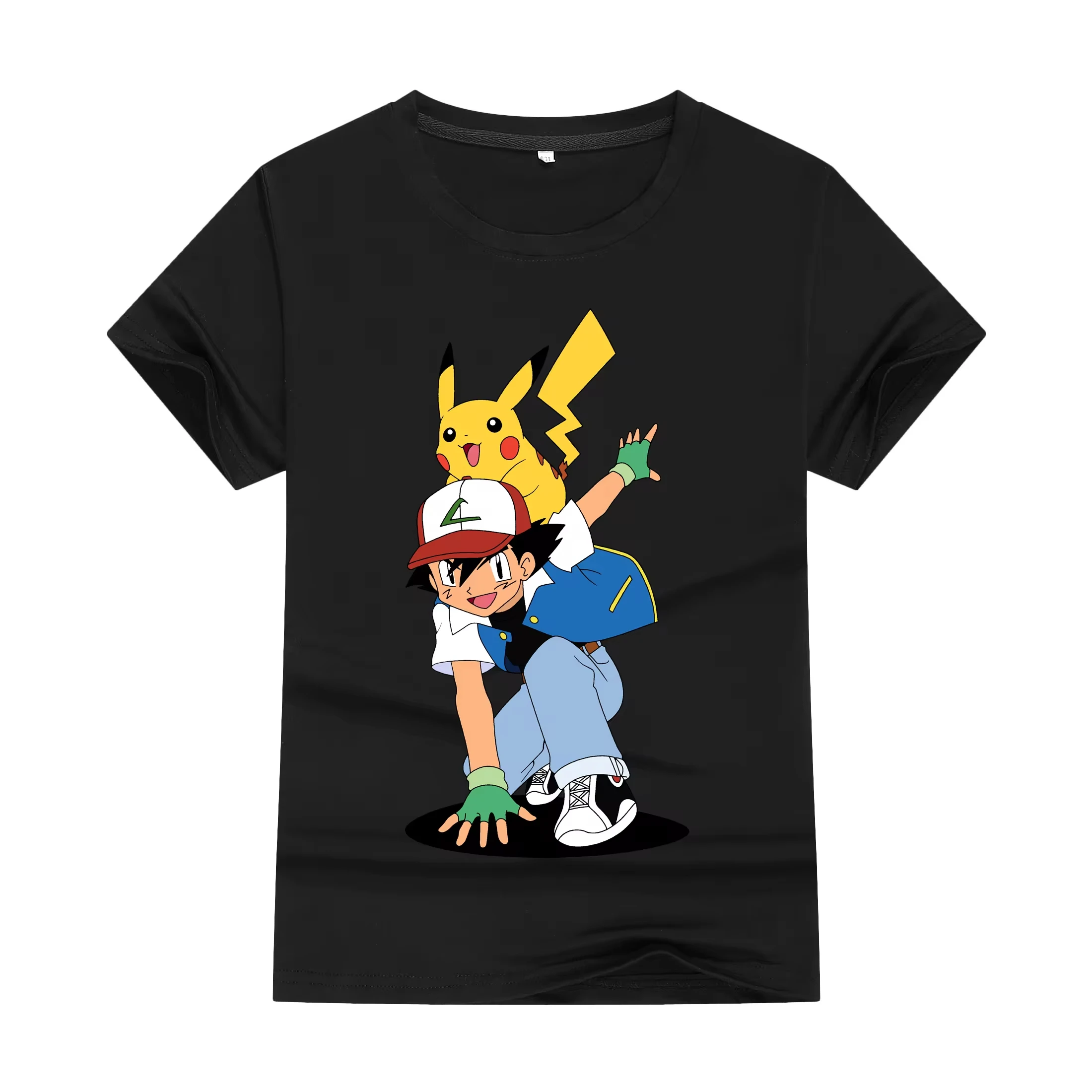 Pokemon Kids T-shirts 1-8Years Boys Girls Pikachu Summer Children Cotton Short Sleeve Cartoon Costume Fashion Casual Clothes