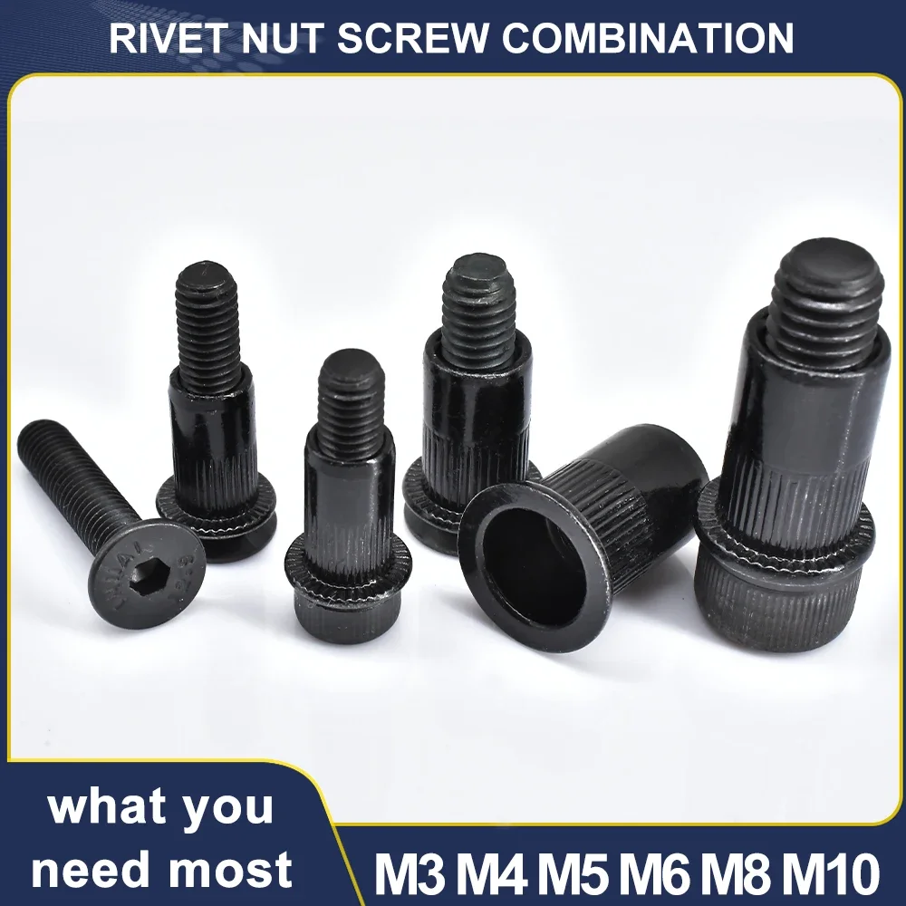 Kit de vis moletées à six pans creux en acier au carbone, DIN912, DIN7991, ISO7380, Rivet en acier, M3 figuré, M5, M6, M8, M10, Kg, 1 à 25 pièces