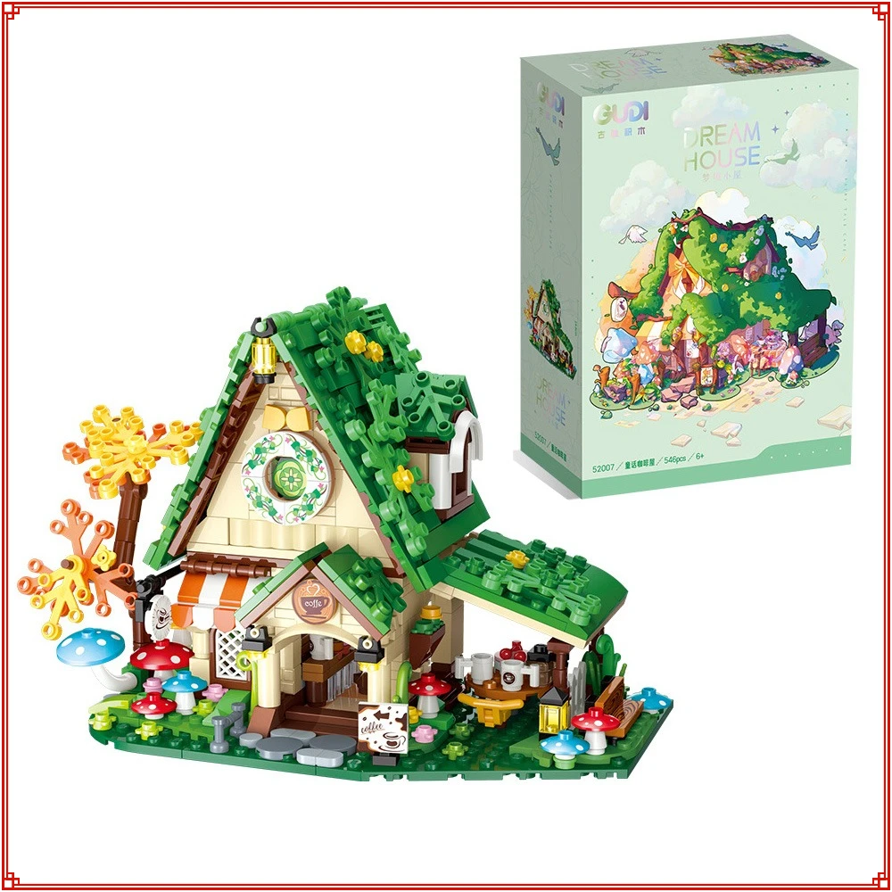 

Creative Dream Cabin Fairy Tale Coffee House Building Blocks Children's Puzzle Assembly Model Toy Home Accessories Kids Gifts