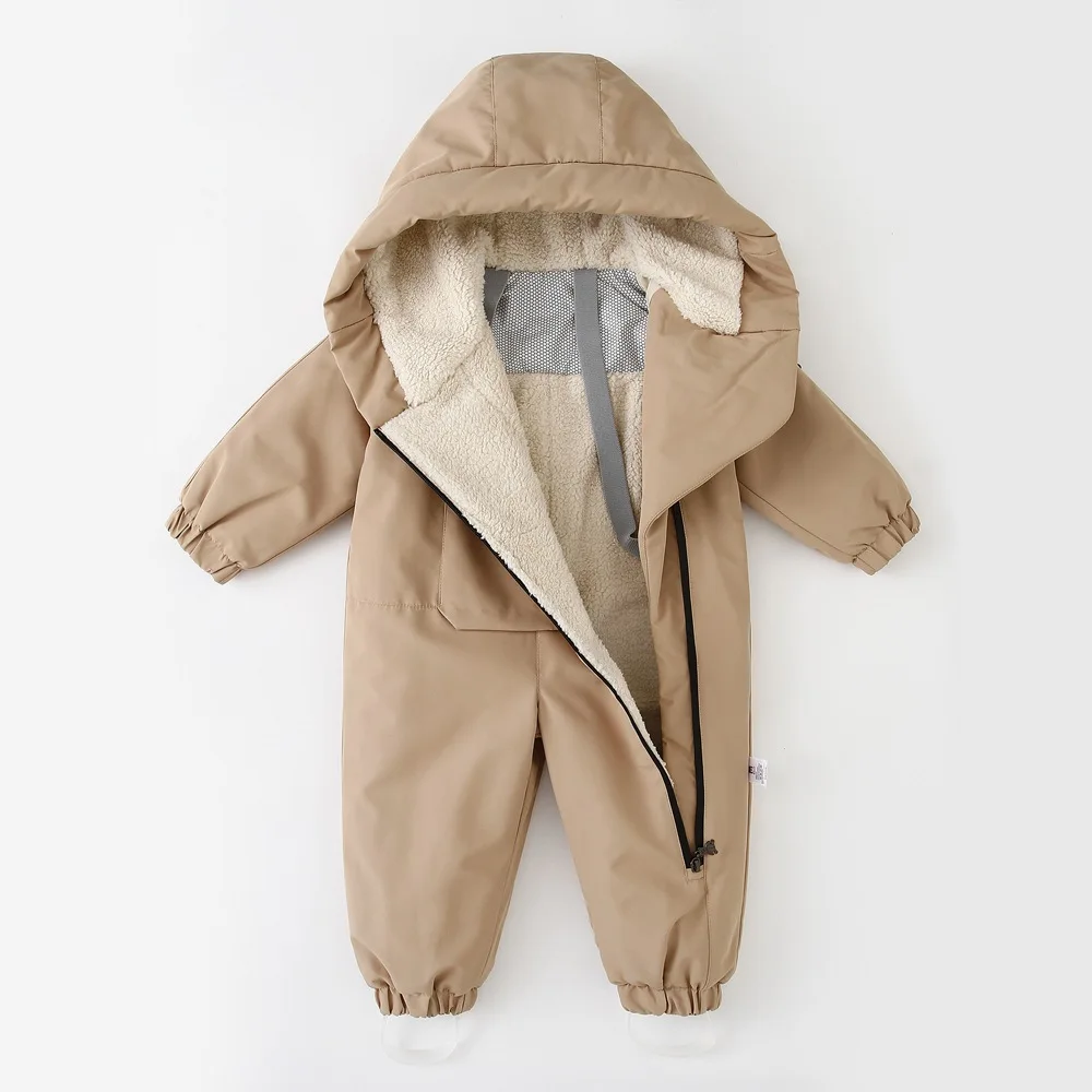 2-5 Jahre Kinder Kapuzen- und Plüsch-Ski-Overall, Winter-Outdoor-Schneekleidung für Kinder – Detail 11