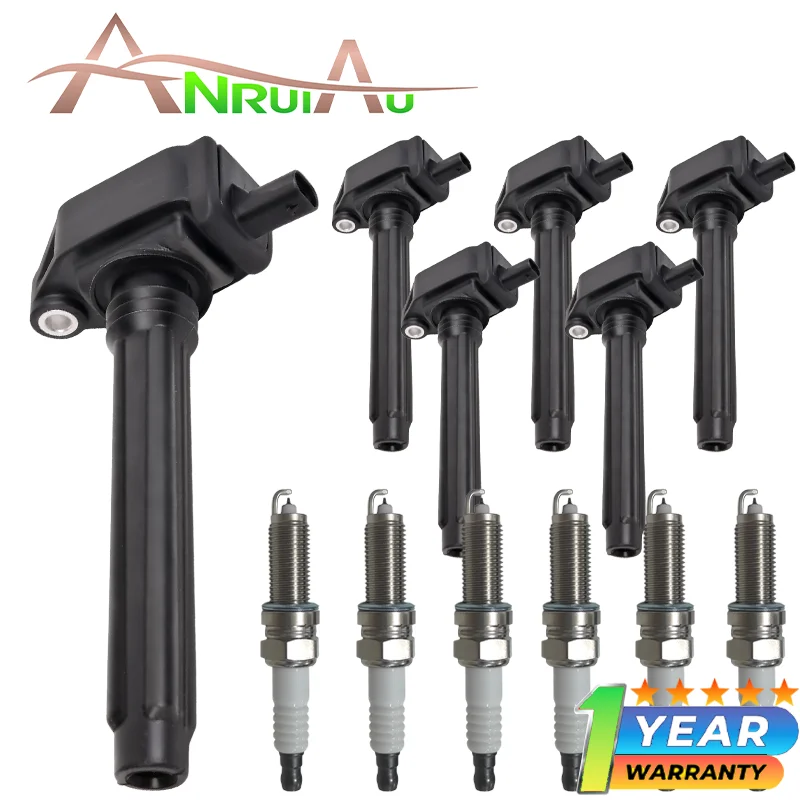 

NEW Set of 6 Ignition Coil Pack & Iridium Spark Plugs UF648 Compatible with Dodge Charger Ram Promaster Chrysler 200 VW Routan