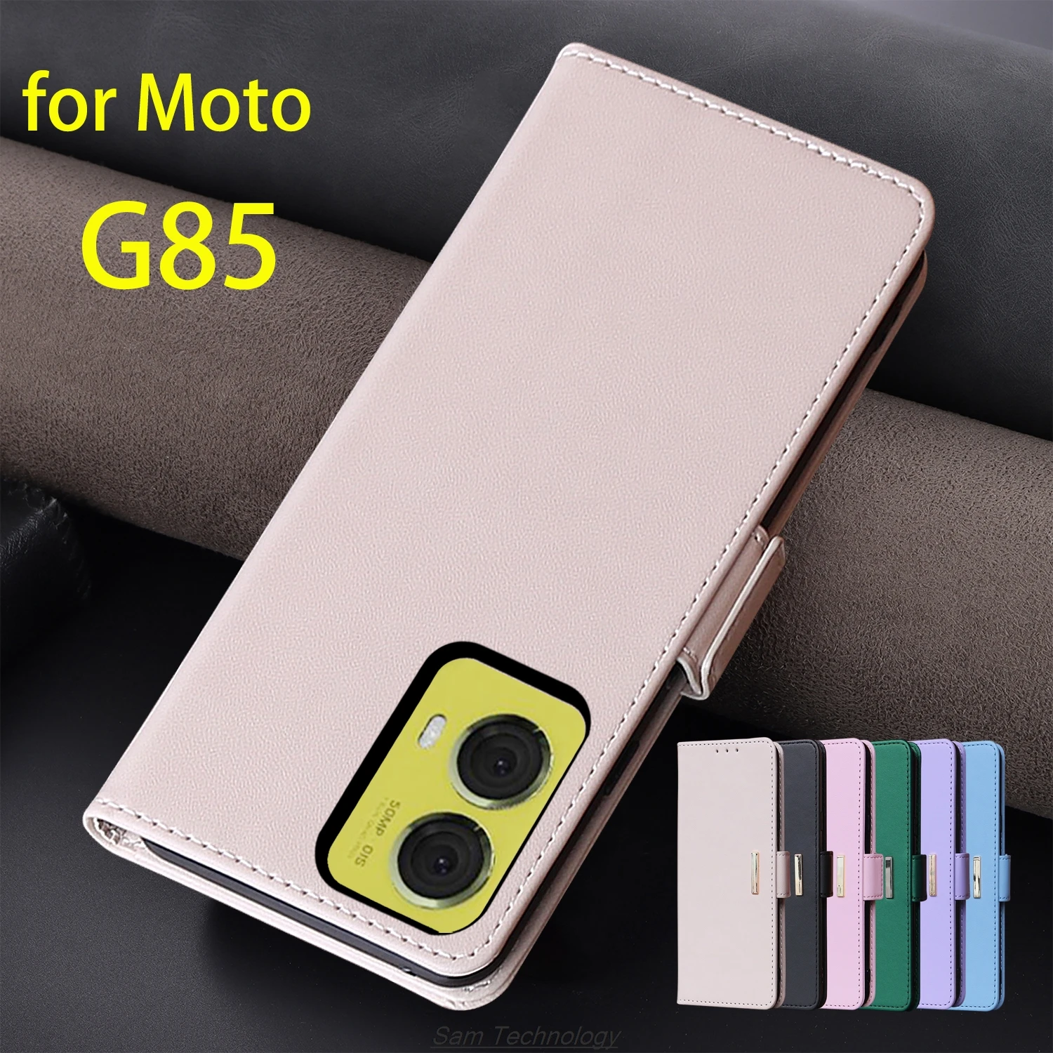 

Magnetic buckle Leather Case for Motorola Moto G85 5G Wallet RFID BLOCKING Flip Cover female Simple Capa Fundas Coque