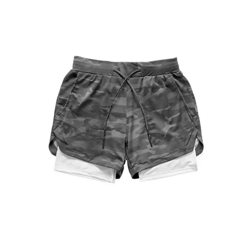 4XL Camo Running Shorts Men 2 In 1 Double-deck Quick Dry GYM Sport Shorts Fitness Jogging Workout Shorts Men Sports Short Pants