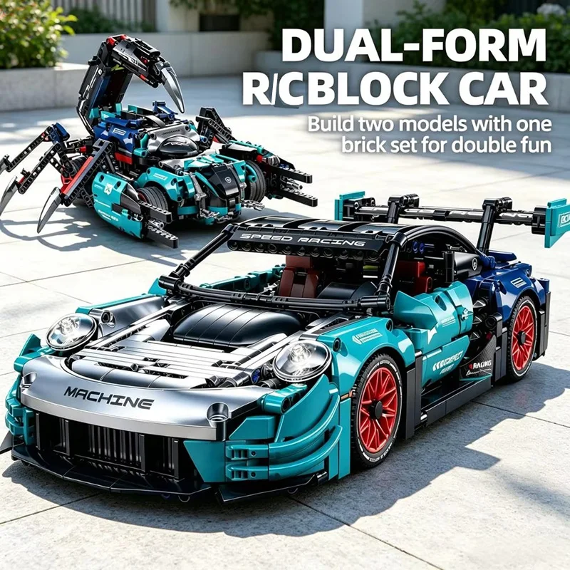 2-IN-1 Transformable Hypercar Scorpion Building Blocks 1289 Pieces Technical Car Set Assembly Brick Toy for Adult Christmas Gift