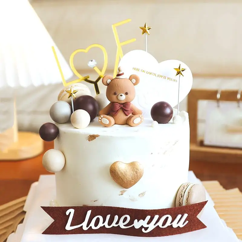 Liebe dich niedlichen Bären kuchen Topper Baby party Back dekorationen Hochzeitstag Geburtstags feier Valentinstag Kuchen Dekoration
