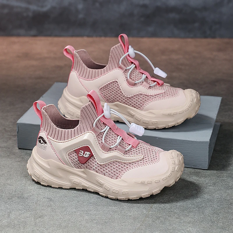 

Туфли без шнуровки для девочек, детские кроссовки, модная вязаная ткань, роскошная детская повседневная обувь, легкая школьная спортивная обувь для девочек