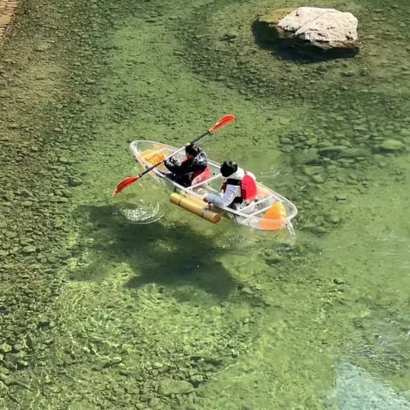 Caiaque ao ar livre barco transparente, Pedal claro, 2 pessoas, preço barato