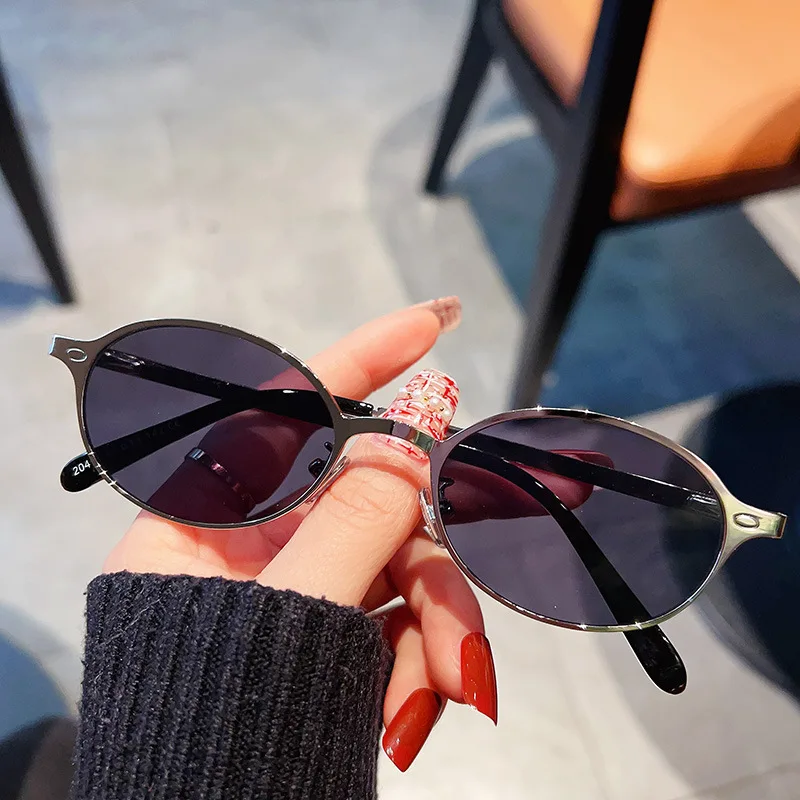 Neue Vintage Metall-Rahmen Ellipsen-Sonnenbrille für Damen und Herren Marken-Rundsonnenbrille Ovale Brillen Unisex Sonnenbrillen