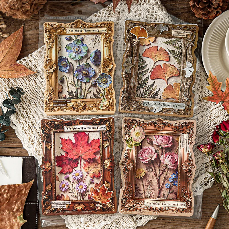 

2 упаковки крафт-бумаги для прослушивания цветов, серия Narrate Leaves с тиснением в ботанической цветочной тематике, коллаж для ведения журнала