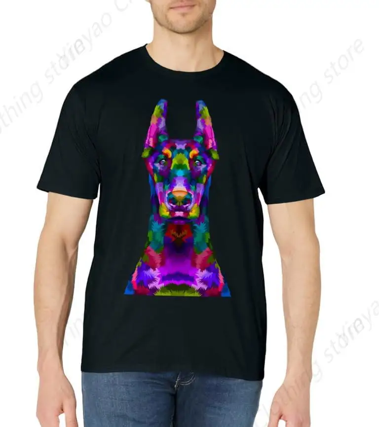 Doberman Inu Portrait Pattern Men's Cool Fashion Gift Men's T-shirt Cotton Short Sleeve