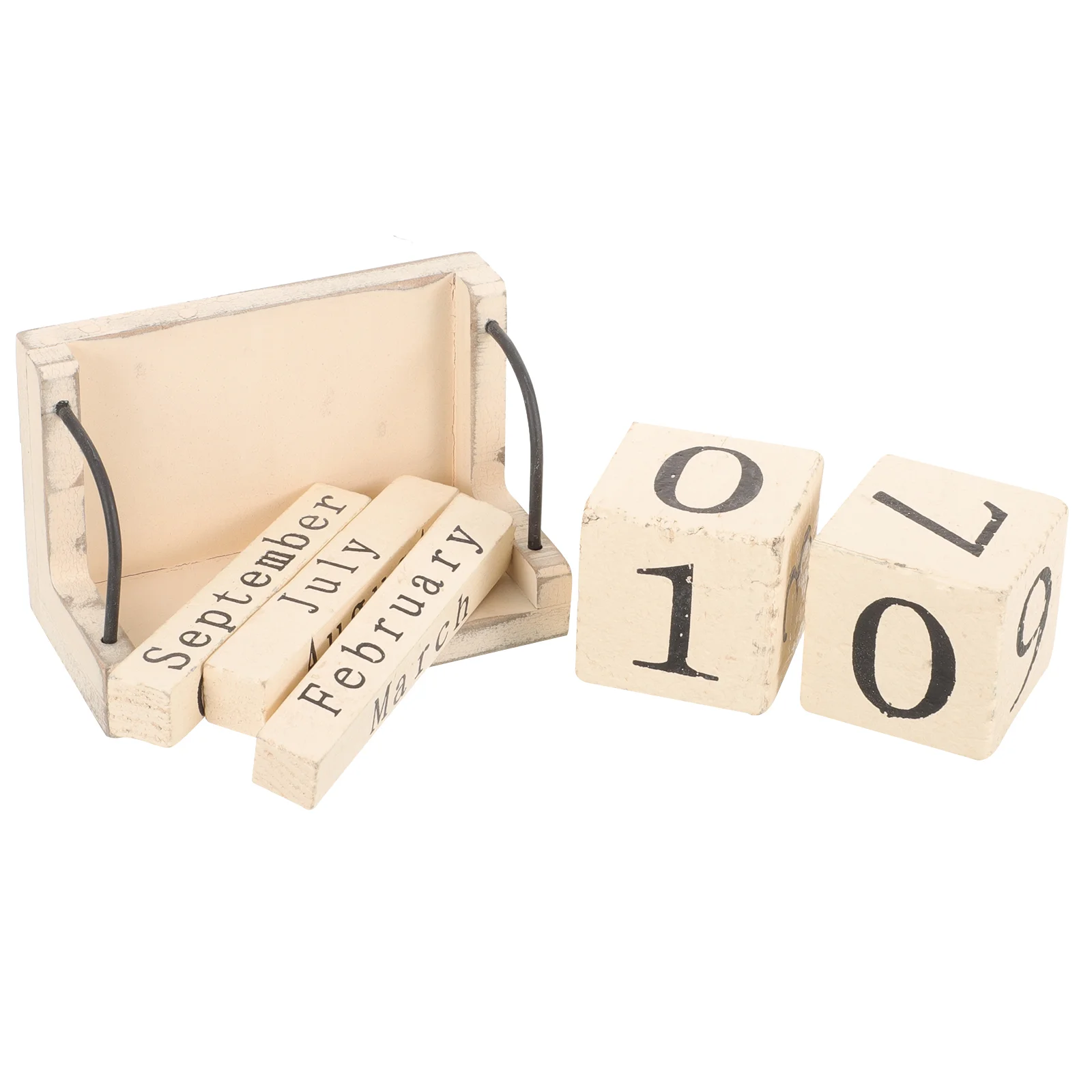 

Wooden Perpetual Calendar Desk Office Desktop Ornament Decor Block Daily Living Room Decoration Teacher