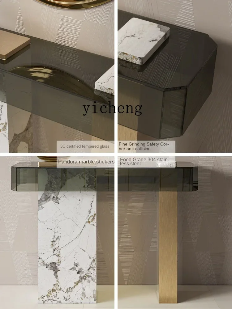 

ZZ Light Luxury Side View Minimalist Style Foyer Home Style Glass Console Tables