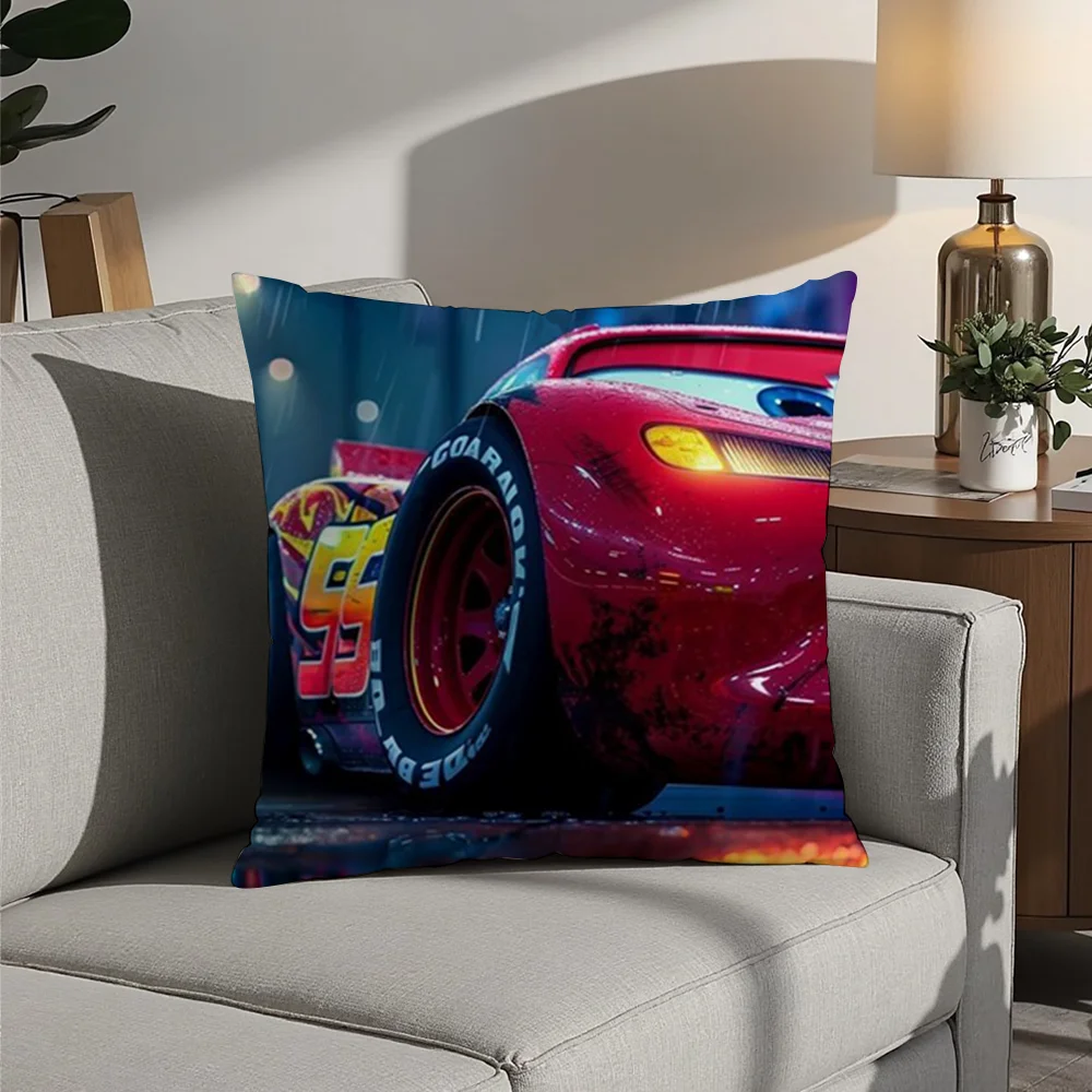 

C-Car Lightning McQueen Pillow Case Plush Fabric Soft Pillowcase Double Sided Print Cushion Cover Household Gifts