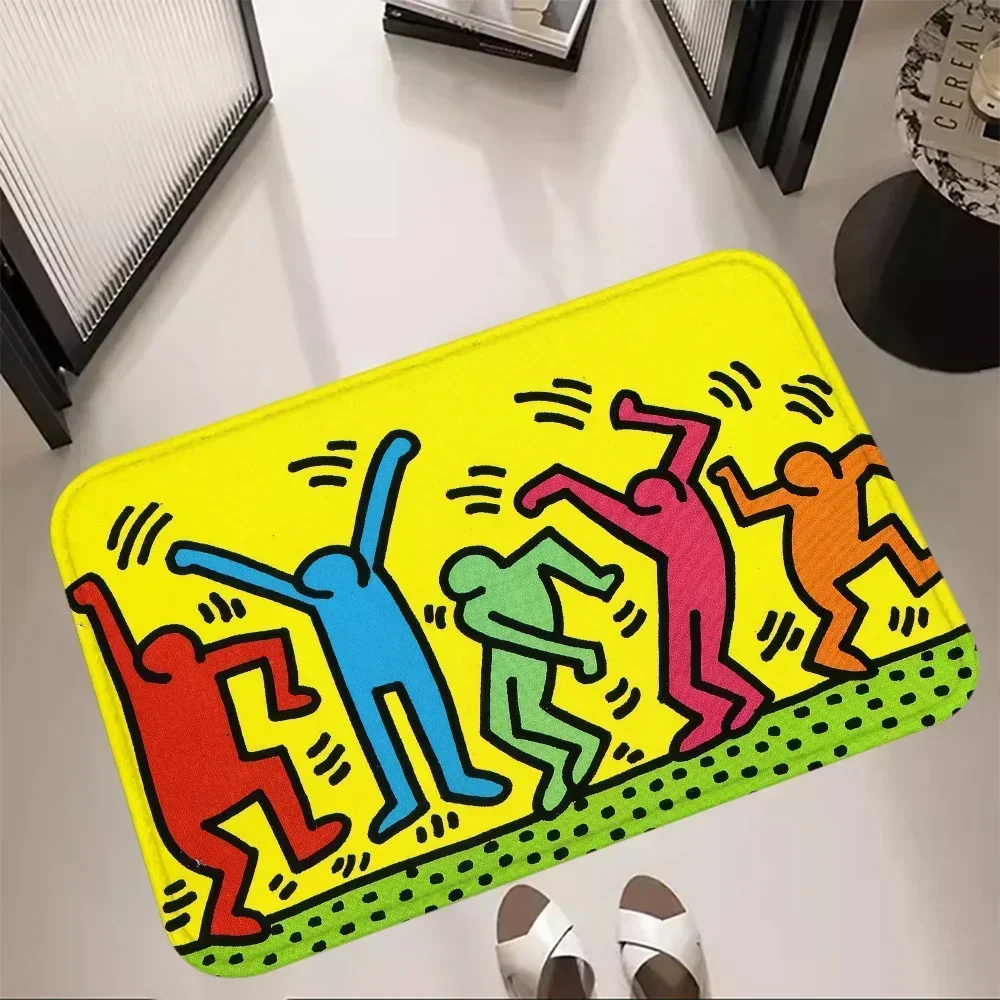 

Входной коврик Keith Harings, напольный коврик, художественный коврик для ванной, коврик для ног, кухонный ковер, прихожая, гостиная, автомобильный багажник, рождественский домашний декор