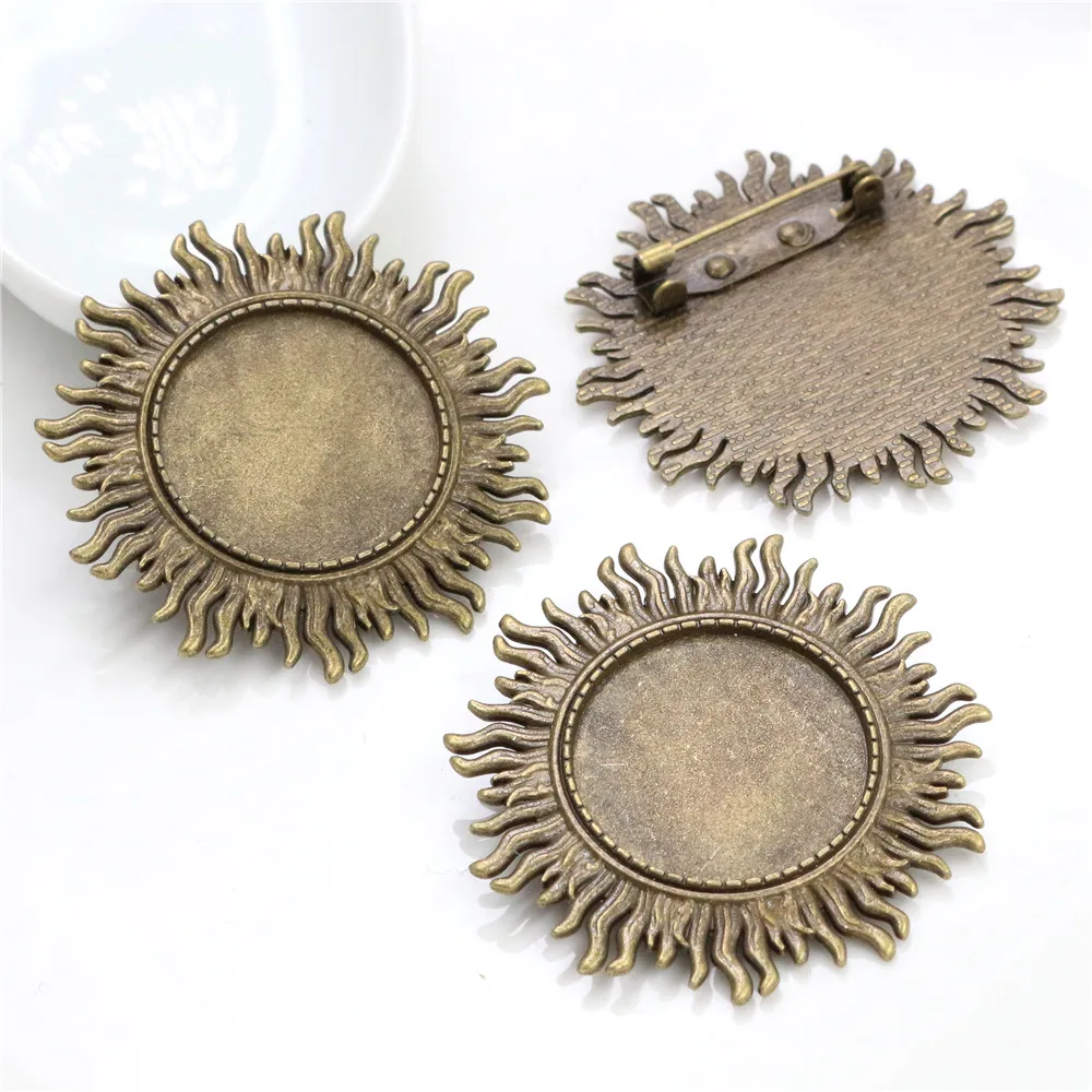 New Fashion 5pcs 25mm Inner Size Antique Silver Plated Bronze Brooch Leaves Style Cabochon Base Setting