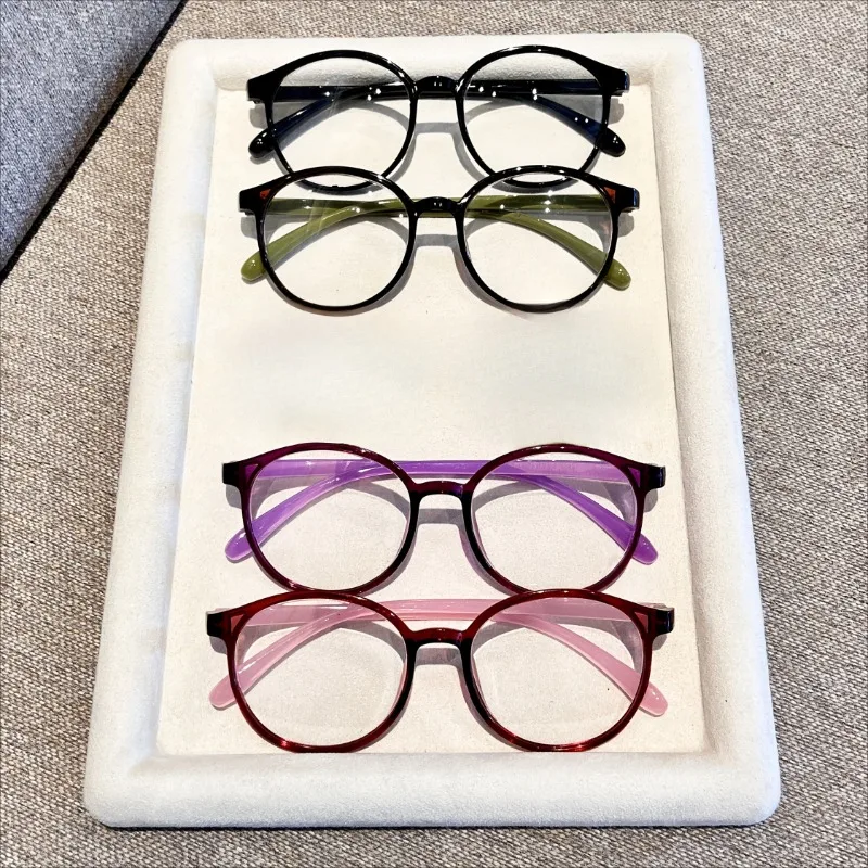 

4pcs Women's Large Round Frame Candy-Colored Reading Glasses Lightweight Unisex Presbyopia Eyeglasses for Book Reading