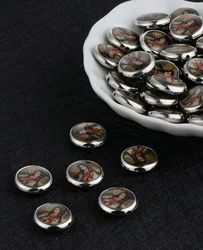 10pcs Round Our Lady of Guadeloupe Icon Beads Catholic Virgin Mary Loose Spacer Beads for DIY Rosary Making Accessories