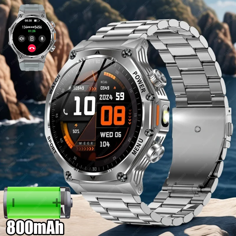 

New flashlight outdoor smartwatch 800mAh large battery Bluetooth call healthmonitoring Ironman triathlon men's sports smartwatch