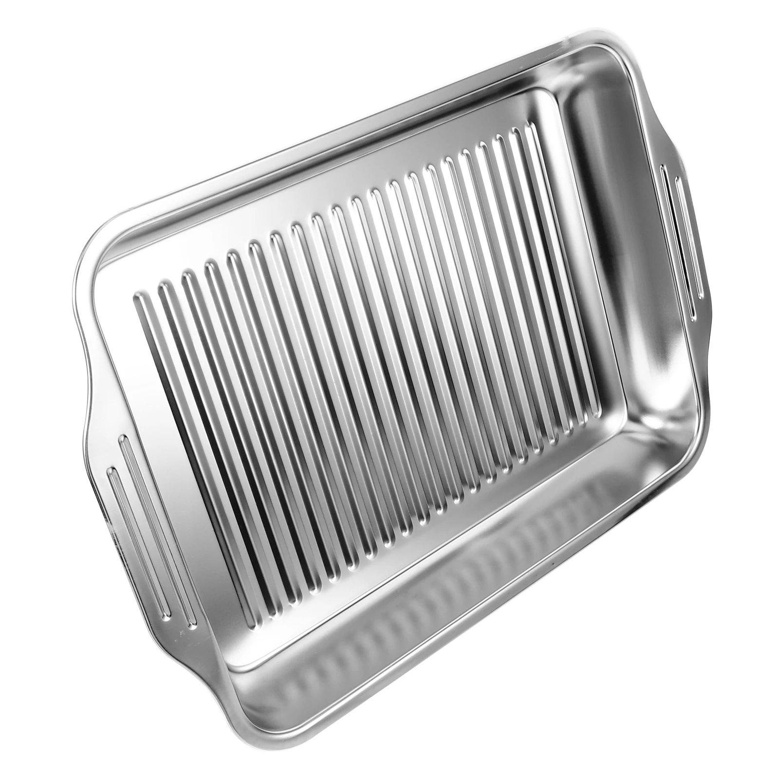 

Stainless Steel Roasting Pan For Induction Cooker Fish Baking Tray Lightweight Metal Serving Plate Rectangular Bbq Griddle Tray