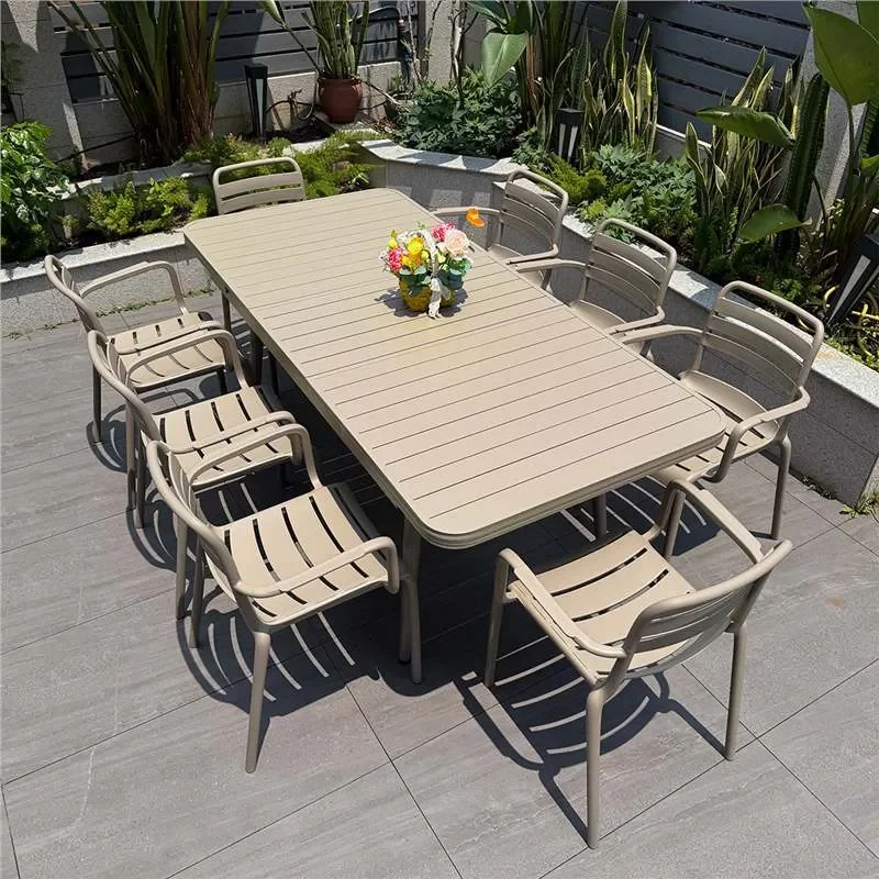Outdoor Aluminum Alloy Table and Chair Set Waterproof Retractable Patio Furniture for Courtyard Garden Leisure