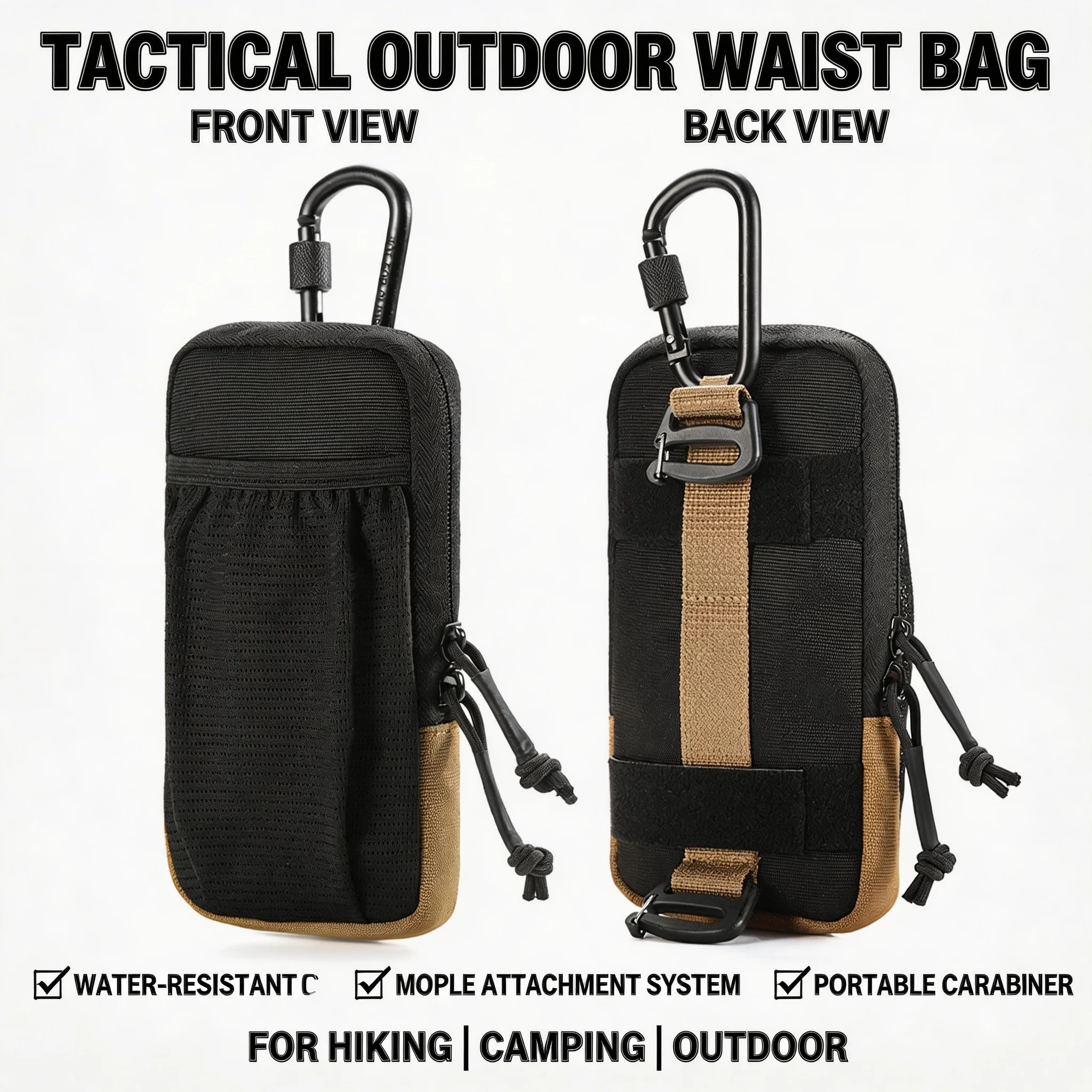 

Черная походная поясная сумка для активного отдыха, многофункциональная спортивная сумка для телефона, прочная, для альпинизма и велоспорта