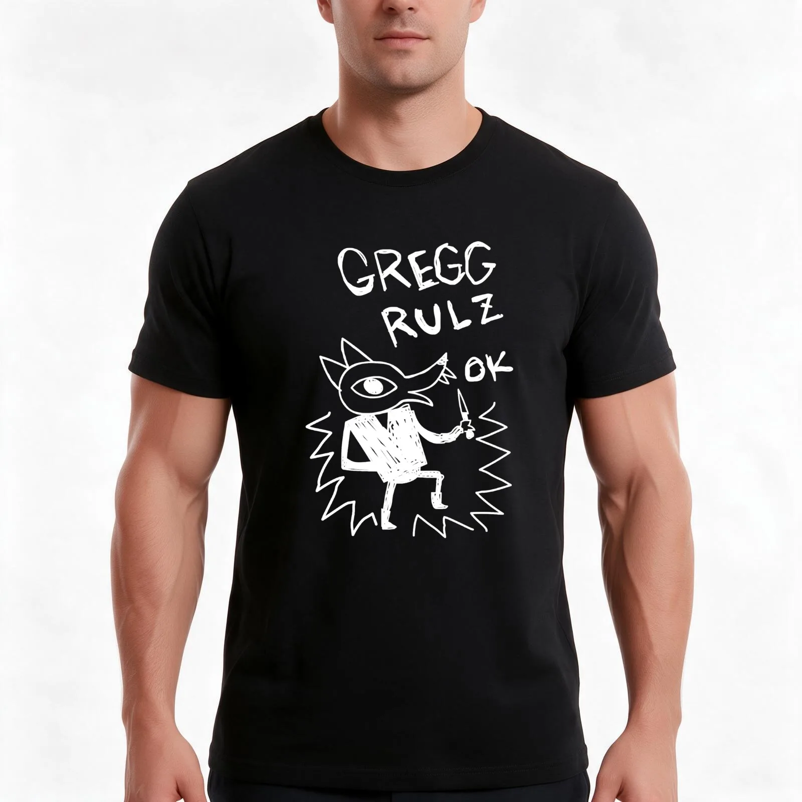 Gregg Rulz Ok T-Shirt, Summer Casual Cotton Tee, Oversized Streetwear Tops, Vintage Graphic Print, Loose Fit Short Sleeve