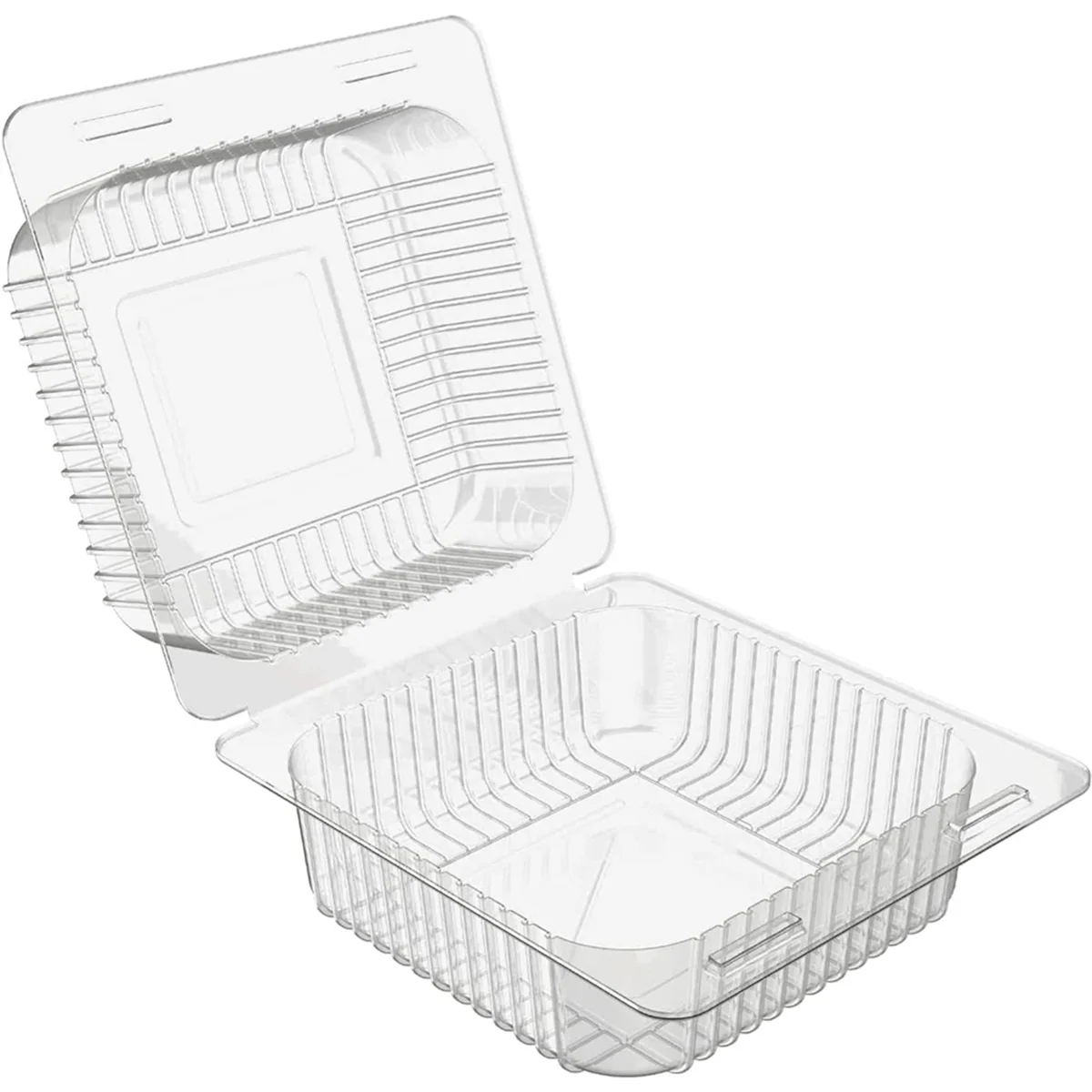 100 Count Clear Plastic Hinged Clamshell Takeout Tray Food Clamshell Containers for Dessert, Cakes, Cookies, Salads