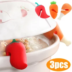Cute Silicone Pot Cover Lifter Anti-spill Rack Pot Lid Holder Heat-resistant Anti-Overflow Stoppers  Kitchen Gadgets
